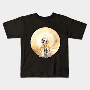 Lil Halloween Skeleton in Cape Kids T-Shirt